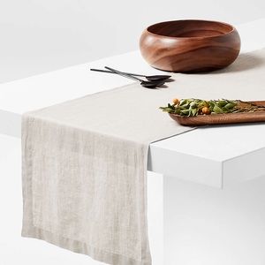 CRATE & BARREL Helena Flax Linen Table Runner 14” x 90”
